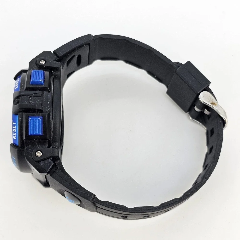 Men's Digital Sport Watch 44MM Black Plastic Bands‎ Day Date New Battery